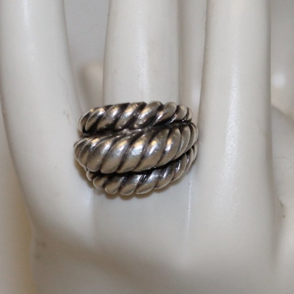 925 Silver Thick Heavy Triple Wide Cable Band Designer Ring - Picture 2 of 7